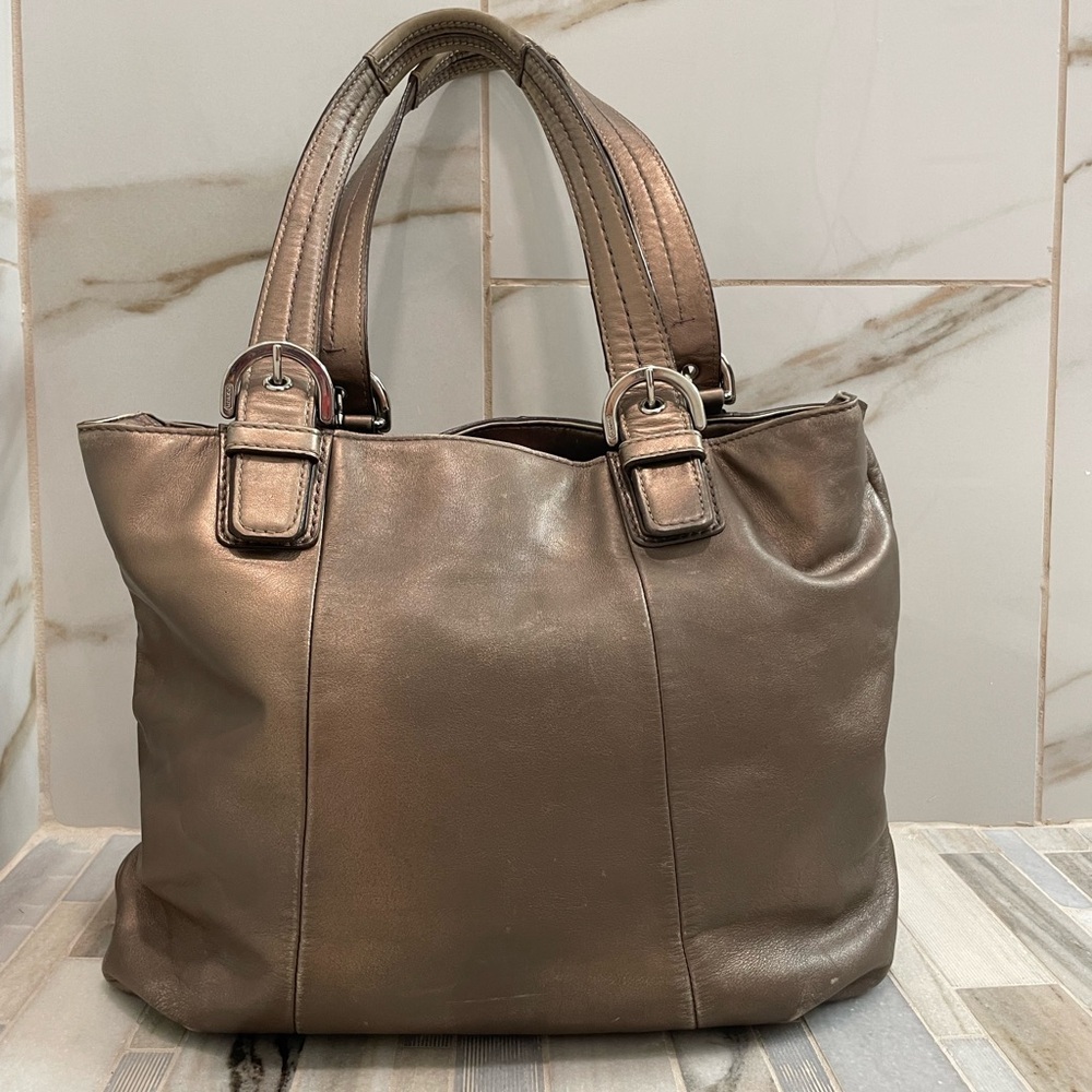 Coach SOHO Metallic Bronze Leather Shoulder Bag F17216 – Classic Tote Handbag - Picture 2 of 16